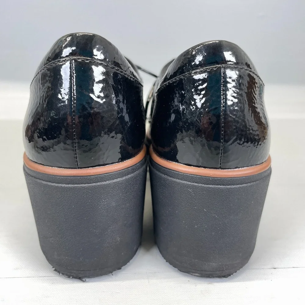 Clarks Mazy Hyannis Wedge Oxford Shoes Womens Size 7.5 M Black Comfort Lace Up